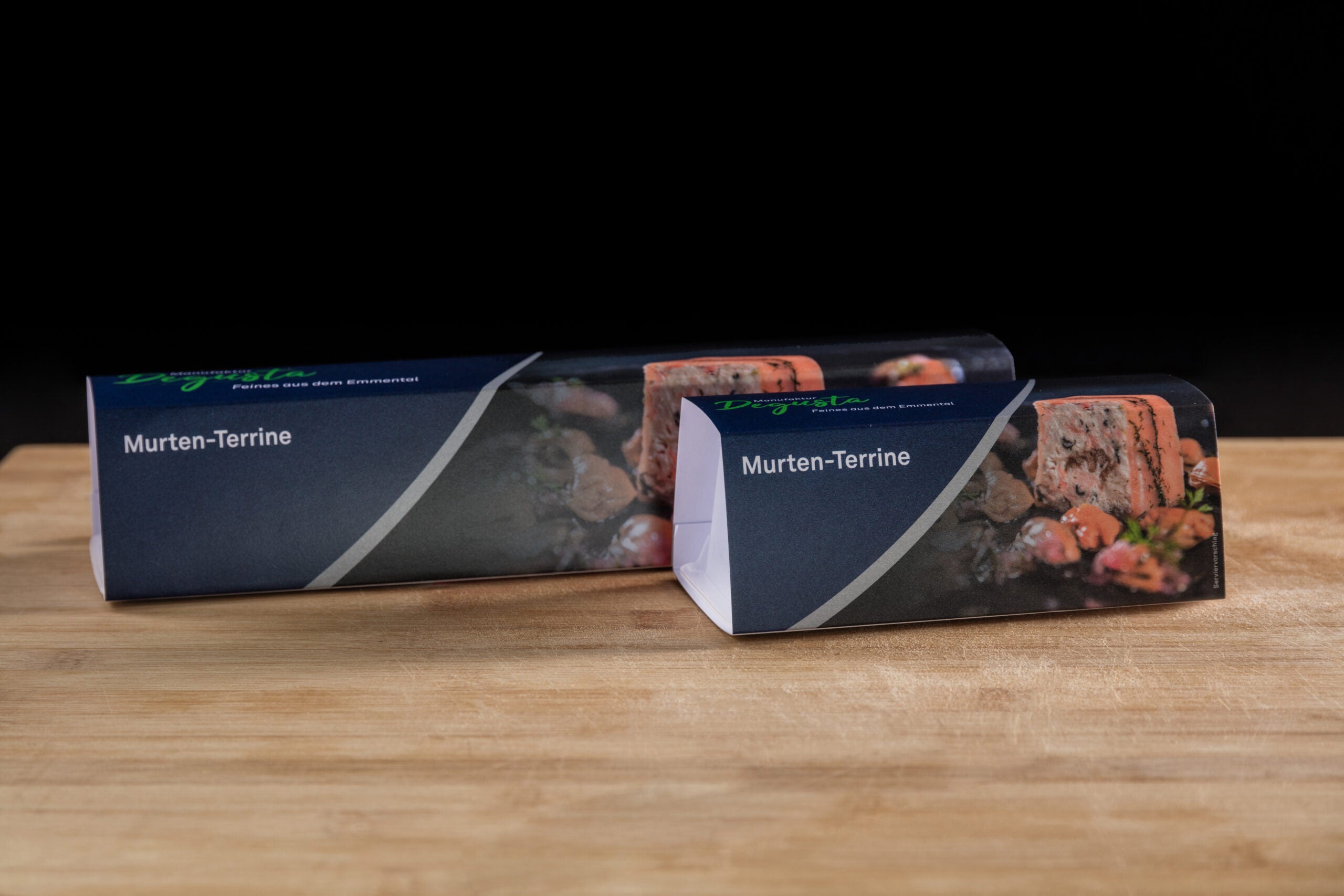 Murten Fisch Terrine Tiefkühlprodukt von Degusta Manufaktur in der Verkaufsverpackung